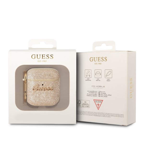 Guess AirPods 1/2 Deksel Glitter Flakes Gull