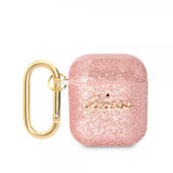 Guess AirPods 1/2 Deksel Glitter Flakes Rosa