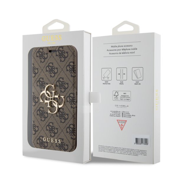 Guess iPhone 15 Pro Etui 4G Logo Brun
