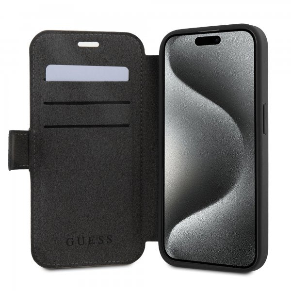 Guess iPhone 15 Pro Etui 4G Logo Grå
