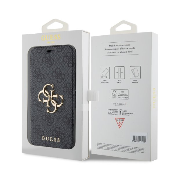Guess iPhone 15 Pro Etui 4G Logo Grå