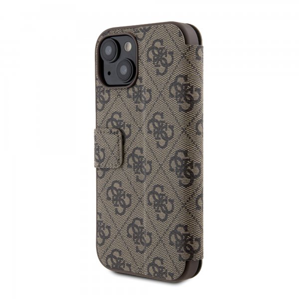 Guess iPhone 15 Etui 4G Logo Brun