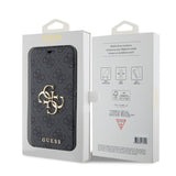 Guess iPhone 15 Etui 4G Logo Grå