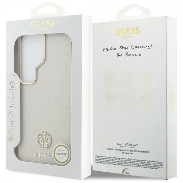 Guess Samsung Galaxy S26 Ultra Deksel Rhinestone Logo MagSafe Beige