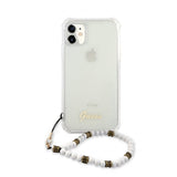 Guess iPhone 11 Deksel Script & Pearls Hvit Klar