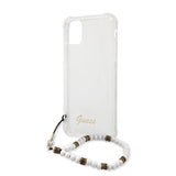 Guess iPhone 11 Deksel Script & Pearls Hvit Klar
