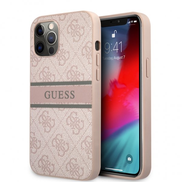 Guess iPhone 12 Pro Max Deksel Printed Stripe Rosa