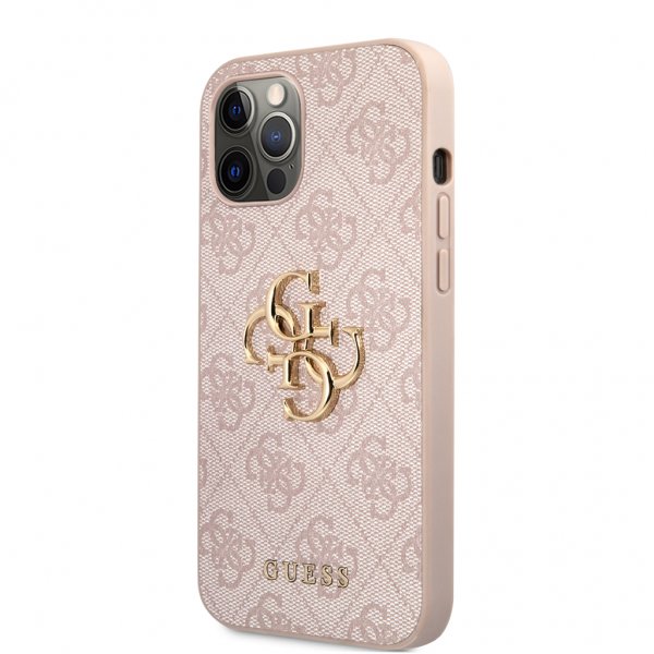 Guess iPhone 12 Pro Max Deksel Metal Logo Rosa