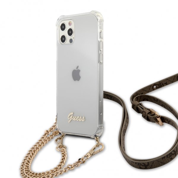 Guess iPhone 12 Pro Max Deksel Chain & Script Gull Klar