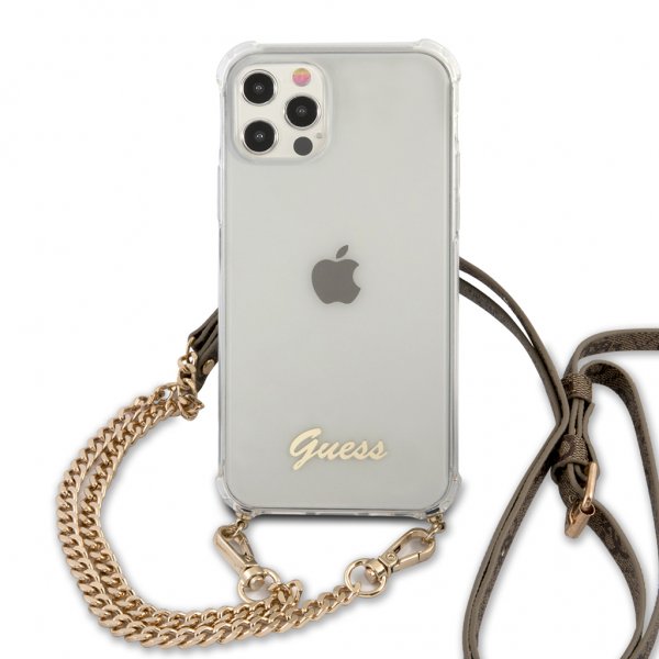 Guess iPhone 12 Pro Max Deksel Chain & Script Gull Klar