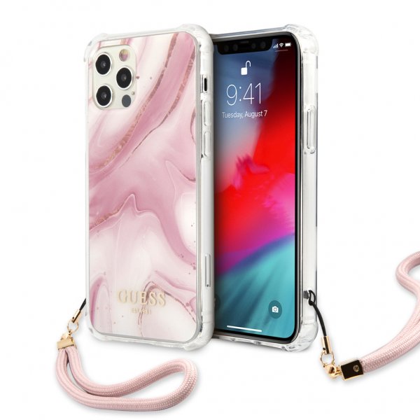 Guess iPhone 12 Pro Max Deksel Marble Rosa