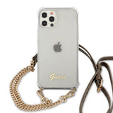 Guess iPhone 12/iPhone 12 Pro Deksel Chain & Script Gull Klar