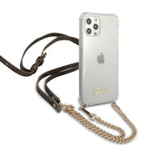 Guess iPhone 12/iPhone 12 Pro Deksel Chain & Script Gull Klar