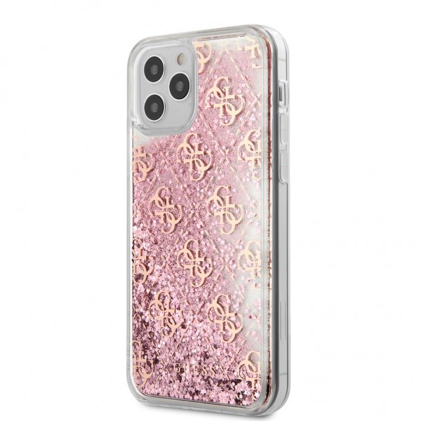 Guess iPhone 12 Pro Max Deksel Liquid Glitter Rosa