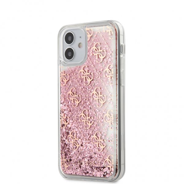 Guess iPhone 12 Mini Deksel Liquid Glitter Rosa