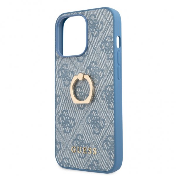 Guess iPhone 13 Pro Deksel Ring Stand Blå