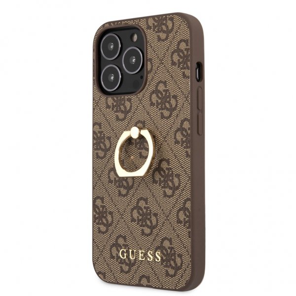 Guess iPhone 13 Pro Deksel Ring Stand Brun