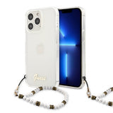 Guess iPhone 13 Pro Deksel Pearl Handle Script Logo Hvit