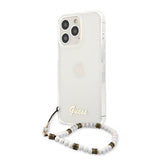 Guess iPhone 13 Pro Deksel Pearl Handle Script Logo Hvit