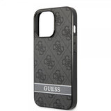 Guess iPhone 13 Pro Deksel Printed Stripe Bottom Grå