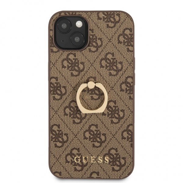 Guess iPhone 13 Deksel Ring Stand Brun