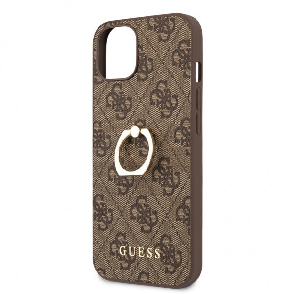 Guess iPhone 13 Deksel Ring Stand Brun
