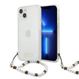 Guess iPhone 13 Deksel Pearl Handle Script Logo Hvit