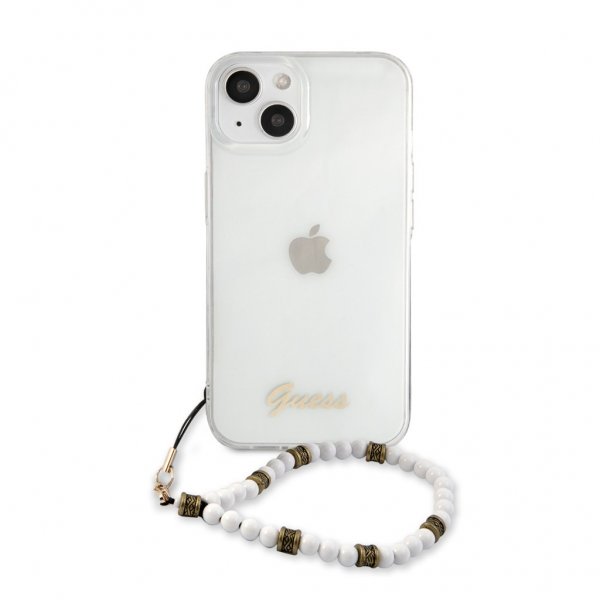 Guess iPhone 13 Deksel Pearl Handle Script Logo Hvit