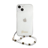 Guess iPhone 13 Deksel Pearl Handle Script Logo Hvit