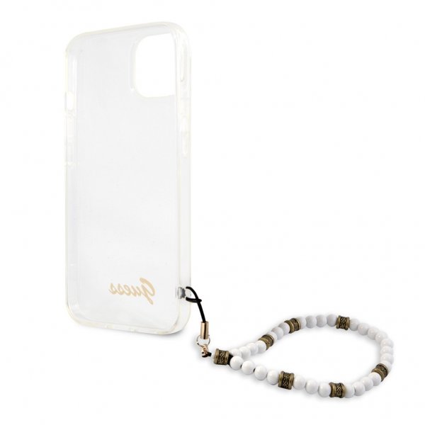 Guess iPhone 13 Deksel Pearl Handle Script Logo Hvit