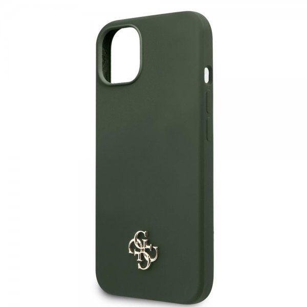 Guess iPhone 13 Deksel Silicone Metal Logo 4G Grønn