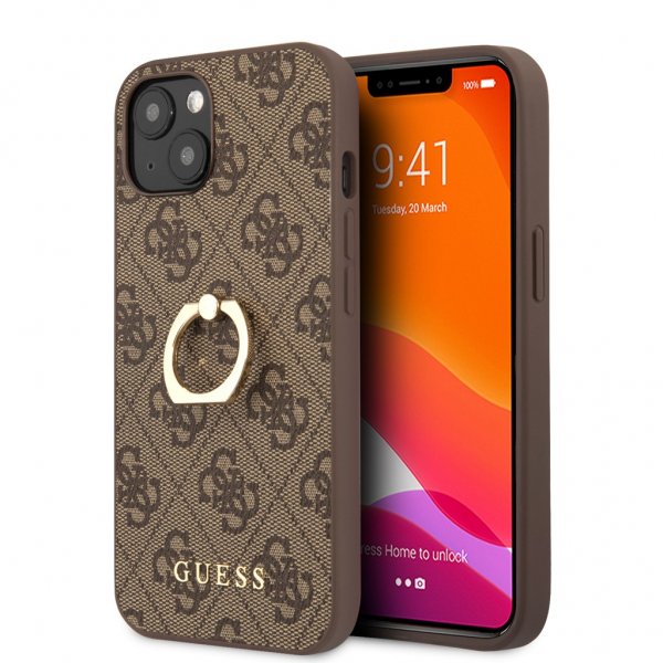 Guess iPhone 13 Mini Deksel Ring Stand Brun