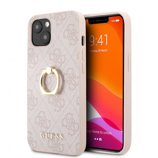 Guess iPhone 13 Mini Deksel Ring Stand Rosa