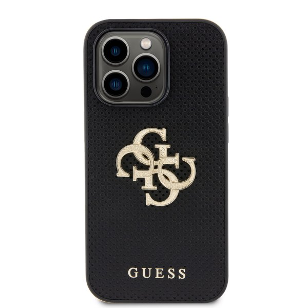 Guess iPhone 15 Pro Deksel Perforated Glitter Svart