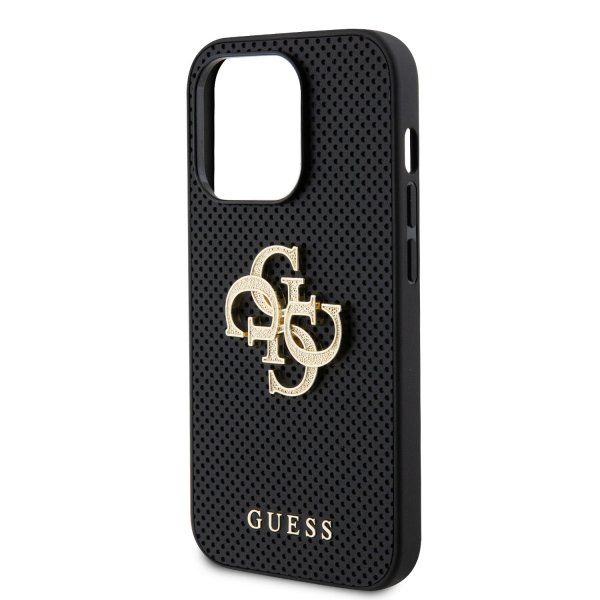 Guess iPhone 15 Pro Deksel Perforated Glitter Svart