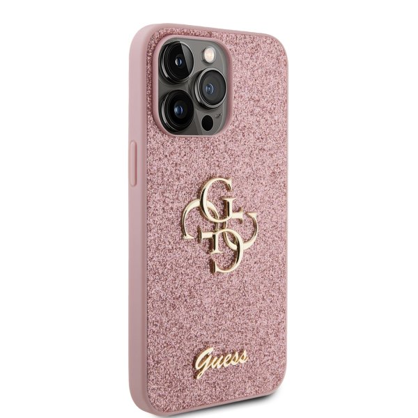 Guess iPhone 15 Pro Max Deksel Fixed Glitter Rosa