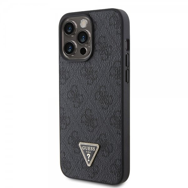 Guess iPhone 15 Pro Max Deksel 4G Metal Triangle Strass Svart