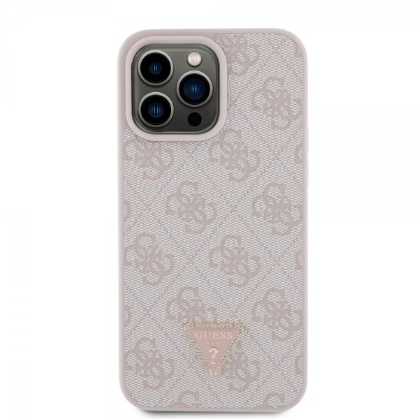 Guess iPhone 15 Pro Max Deksel 4G Metal Triangle Strass Rosa