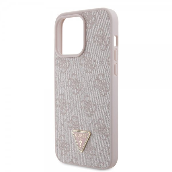 Guess iPhone 15 Pro Max Deksel 4G Metal Triangle Strass Rosa