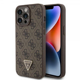 Guess iPhone 15 Pro Max Deksel 4G Metal Triangle Strass Brun