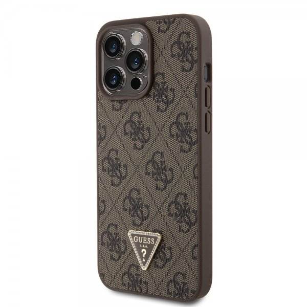 Guess iPhone 15 Pro Max Deksel 4G Metal Triangle Strass Brun
