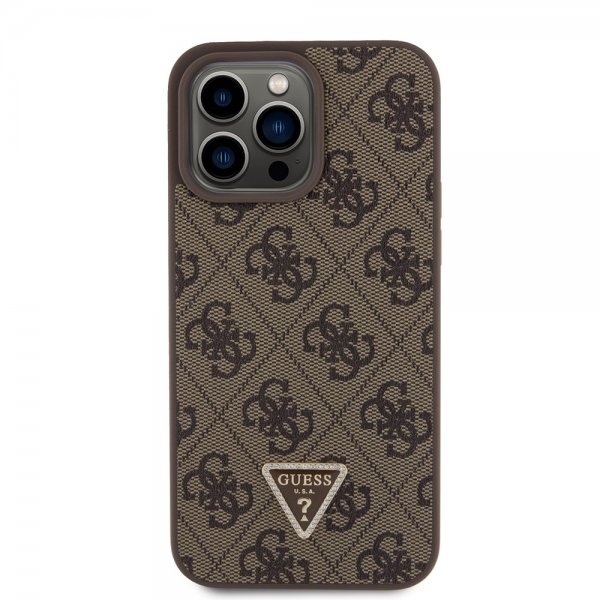Guess iPhone 15 Pro Max Deksel 4G Metal Triangle Strass Brun