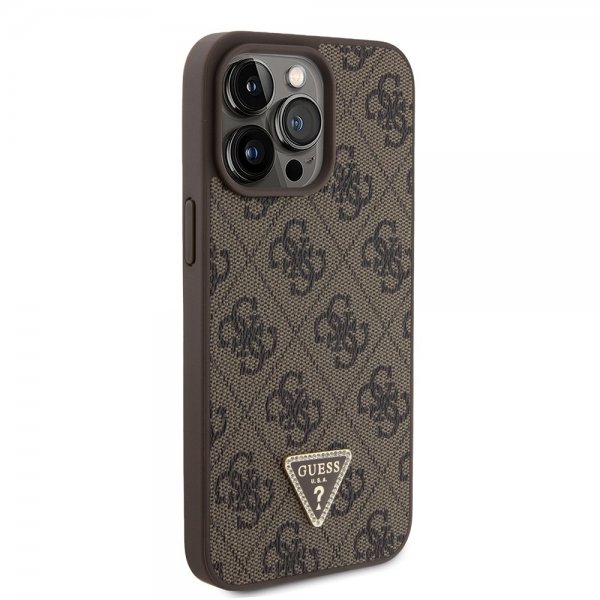 Guess iPhone 15 Pro Max Deksel 4G Metal Triangle Strass Brun