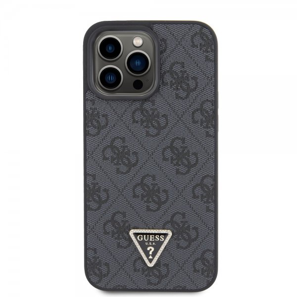 Guess iPhone 15 Pro Max Deksel Metal Logo Strass Crossbody Strap Svart
