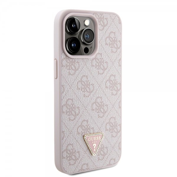 Guess iPhone 15 Pro Max Deksel Metal Logo Strass Crossbody Strap Rosa