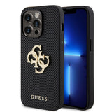 Guess iPhone 15 Pro Max Deksel Perforated Glitter Svart