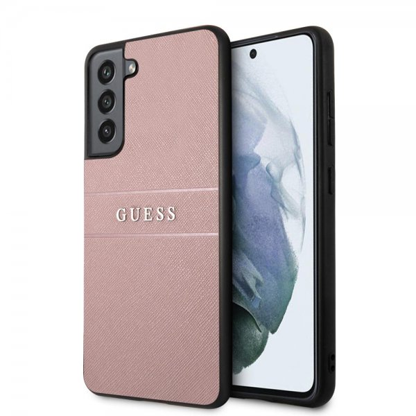 Guess Samsung Galaxy S21 FE Deksel Saffiano Metal Logo Rosa