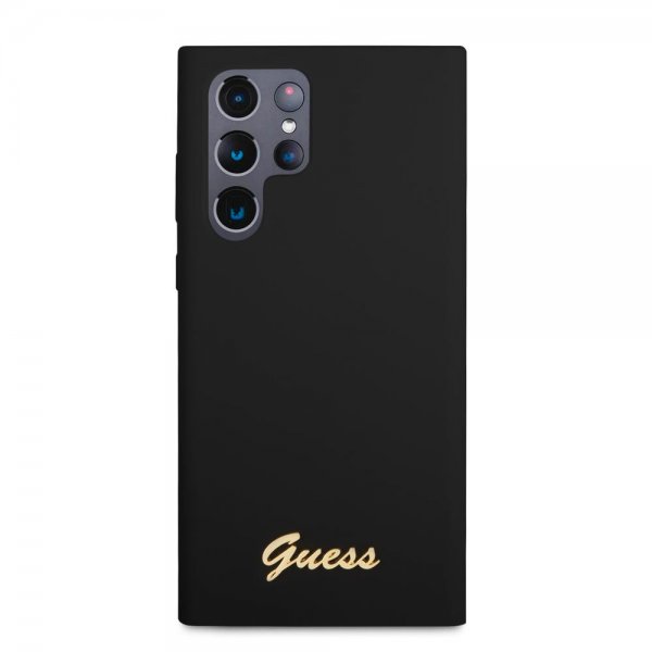 Guess Samsung Galaxy S22 Ultra Deksel Script Metal Logo Svart