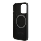 Guess iPhone 13 Pro Max Deksel Silicone Metal Plate MagSafe Svart