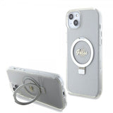 Guess iPhone 15 Plus Deksel Ring Stand Glitter MagSafe Transparent